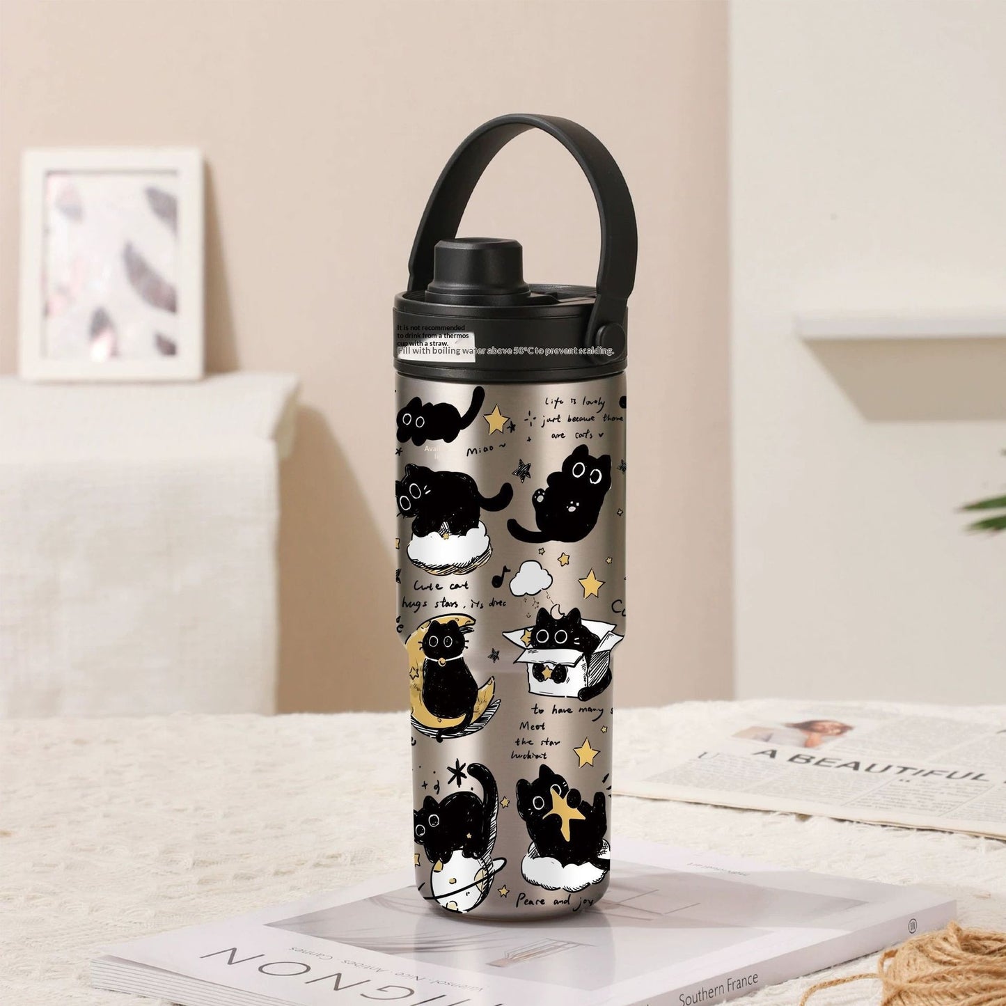 Ceramic Inner Liner Insulated Large Capacity Hand-held Straw Cup