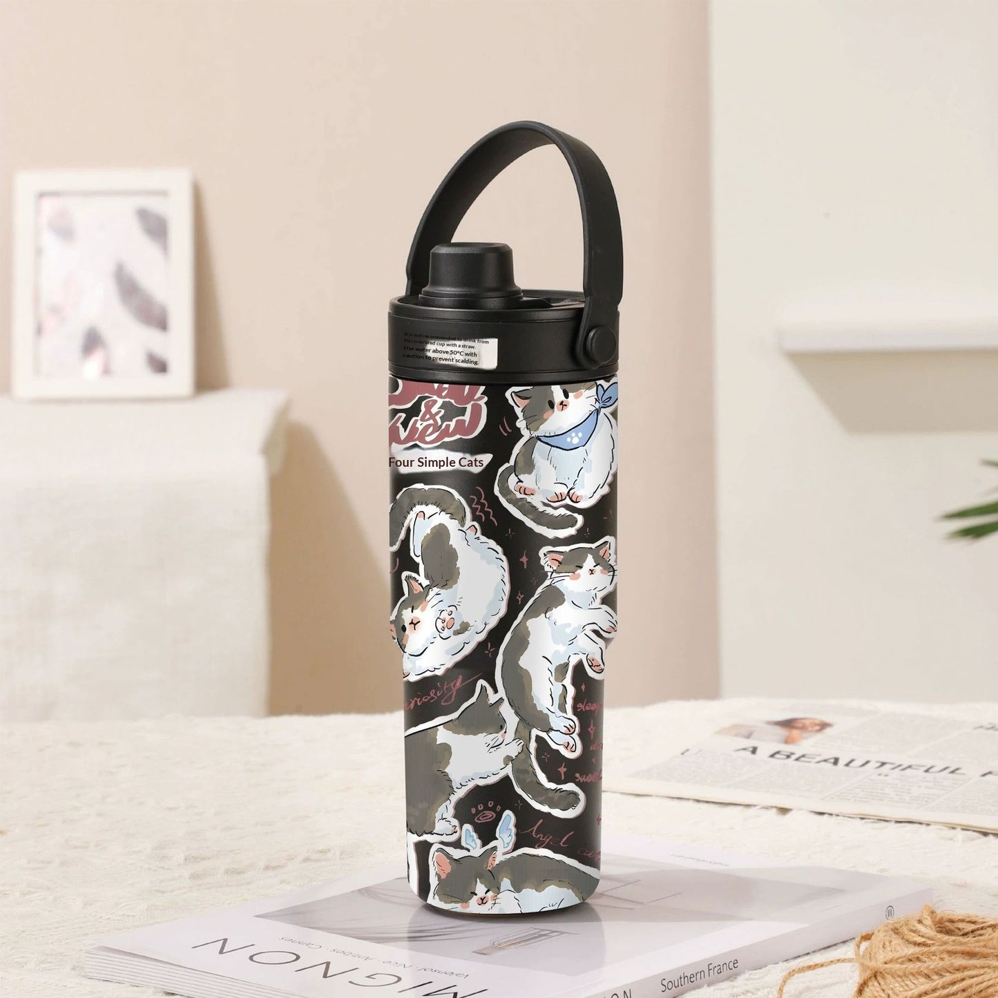 Ceramic Inner Liner Insulated Large Capacity Hand-held Straw Cup