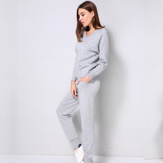 Sweater pants women's two-piece knitted suit