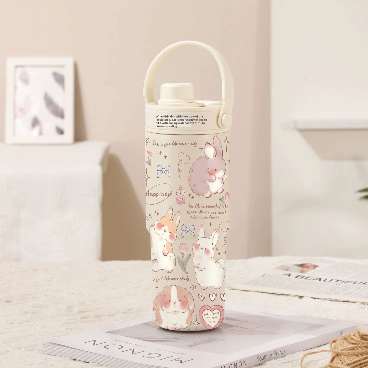 Ceramic Inner Liner Insulated Large Capacity Hand-held Straw Cup