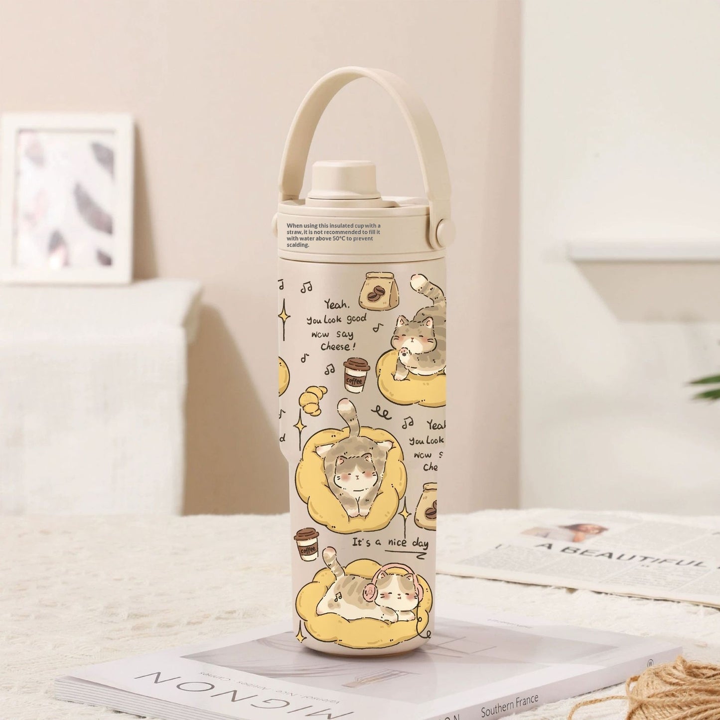 Ceramic Inner Liner Insulated Large Capacity Hand-held Straw Cup