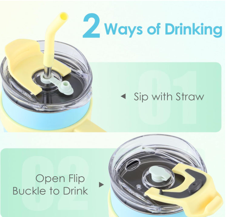 Tumbler With Handle Straw Lid Insulated Vacuum Stainless Steel Travel Tapered Mug Gift Coffee Cup Holder Friendly Keep Cold Or Hot Sweat Proof Resuable