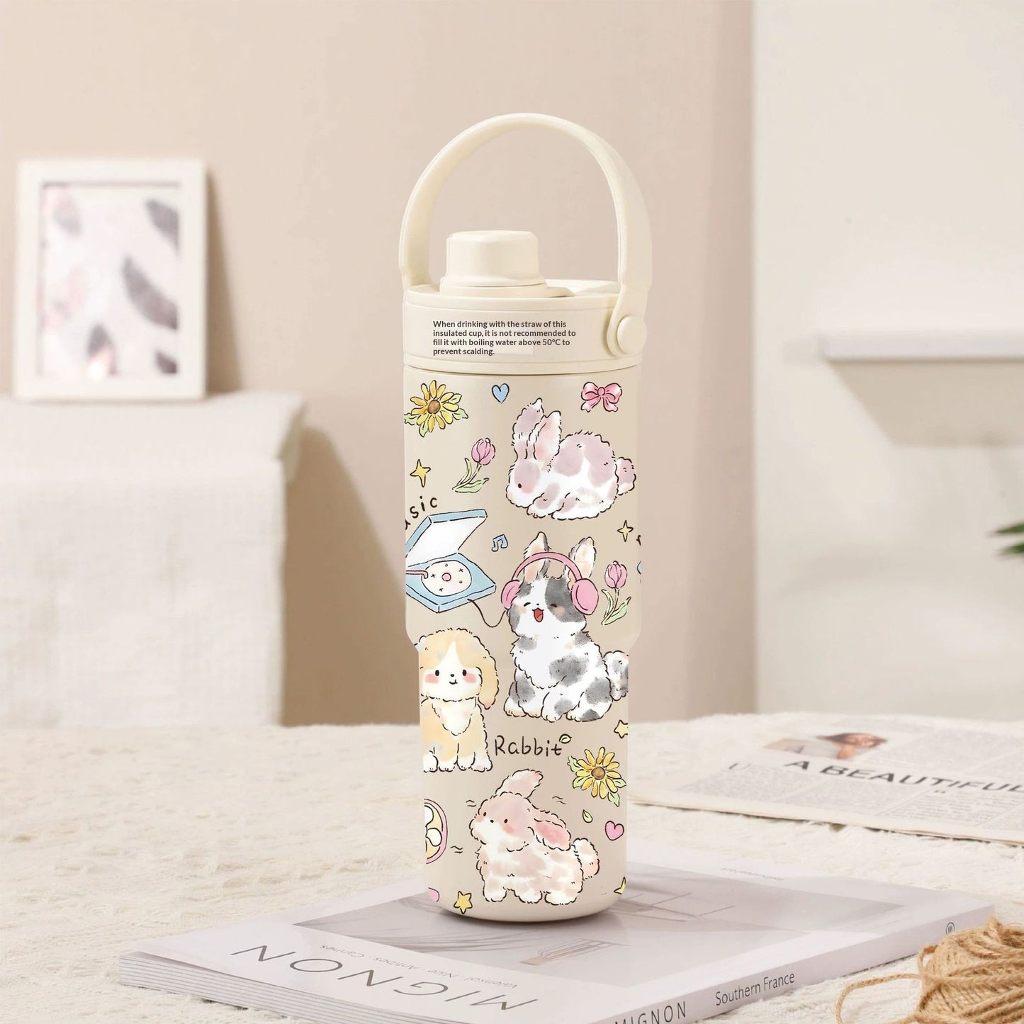 Ceramic Inner Liner Insulated Large Capacity Hand-held Straw Cup