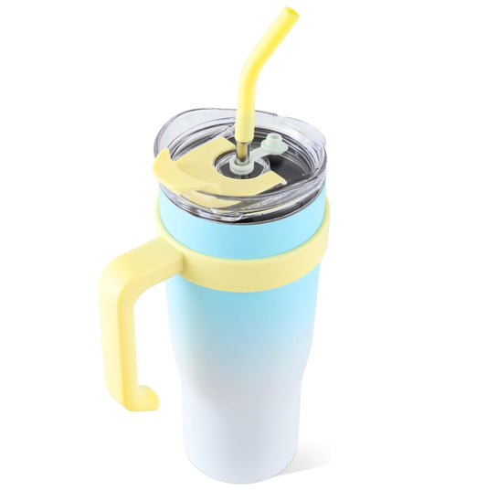 Tumbler With Handle Straw Lid Insulated Vacuum Stainless Steel Travel Tapered Mug Gift Coffee Cup Holder Friendly Keep Cold Or Hot Sweat Proof Resuable
